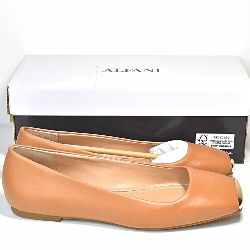 Alfani Women Neptoon Slip On Square Toe Ballet Flats Size US 6.5 Cognac #0011